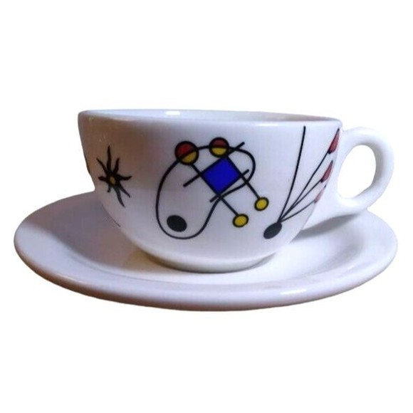 Australian Tea Cup Saucer Hotel Grade Porcelain Multi Color Abstract Fine China - Picture 2 of 10